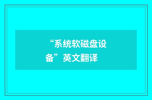 “系统软磁盘设备”英文翻译
