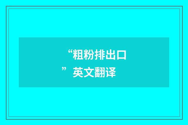 “粗粉排出口”英文翻译