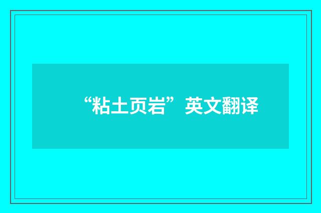 “粘土页岩”英文翻译