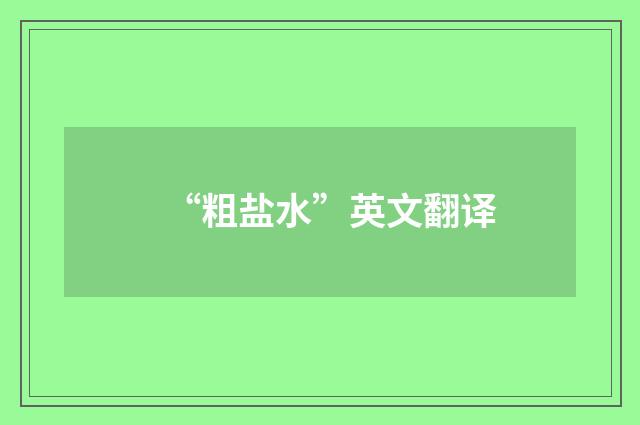 “粗盐水”英文翻译