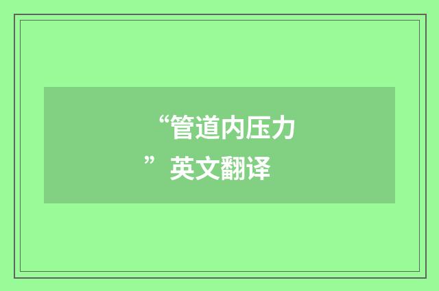 “管道内压力”英文翻译