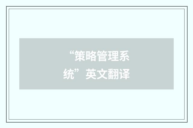 “策略管理系统”英文翻译
