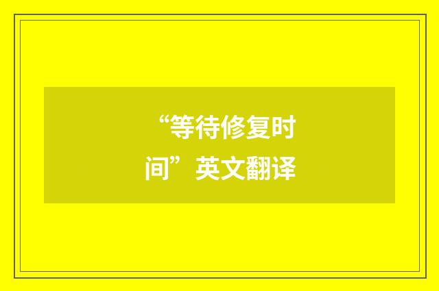 “等待修复时间”英文翻译