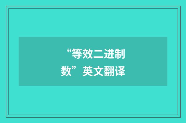 “等效二进制数”英文翻译