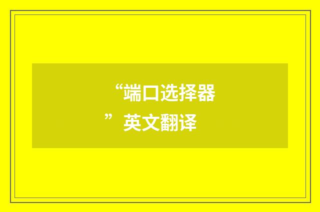 “端口选择器”英文翻译