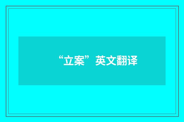 “立案”英文翻译