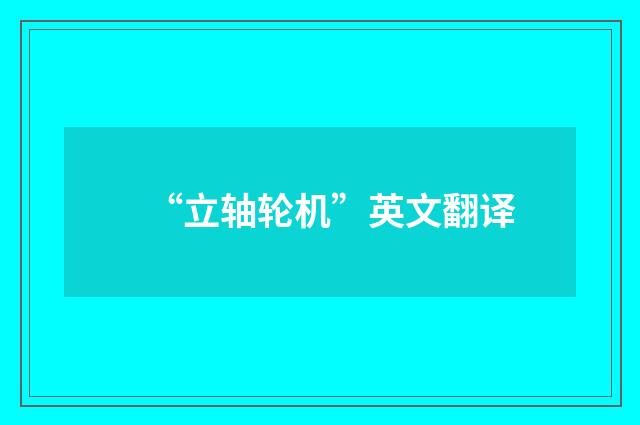 “立轴轮机”英文翻译