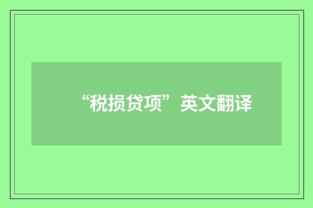 “税损贷项”英文翻译