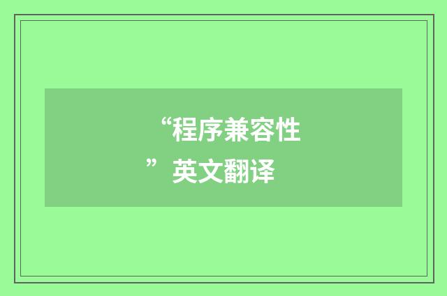 “程序兼容性”英文翻译