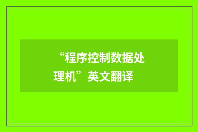 “程序控制数据处理机”英文翻译