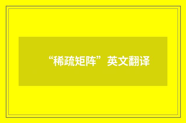 “稀疏矩阵”英文翻译