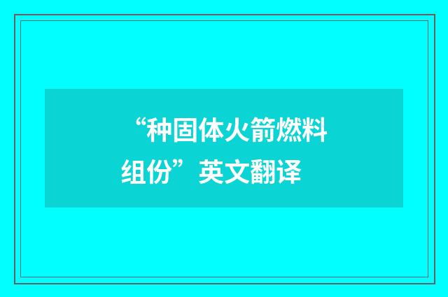 “种固体火箭燃料组份”英文翻译