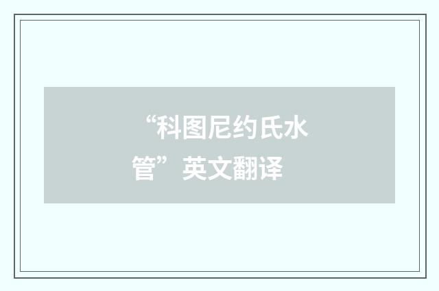 “科图尼约氏水管”英文翻译