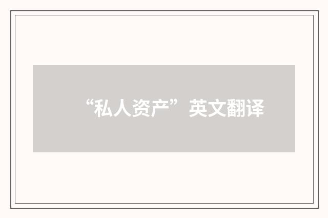 “私人资产”英文翻译