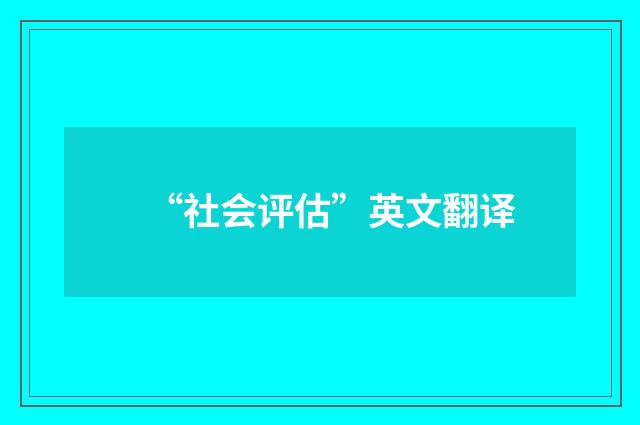 “社会评估”英文翻译
