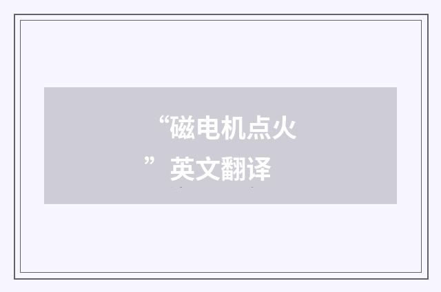 “磁电机点火”英文翻译