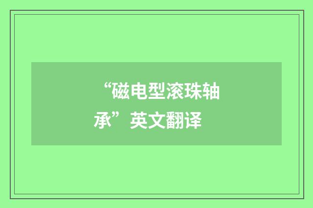 “磁电型滚珠轴承”英文翻译