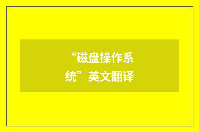 “磁盘操作系统”英文翻译