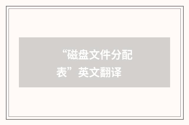 “磁盘文件分配表”英文翻译