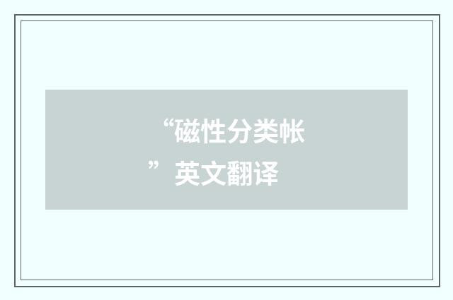 “磁性分类帐”英文翻译