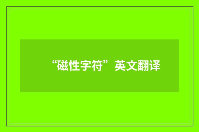 “磁性字符”英文翻译
