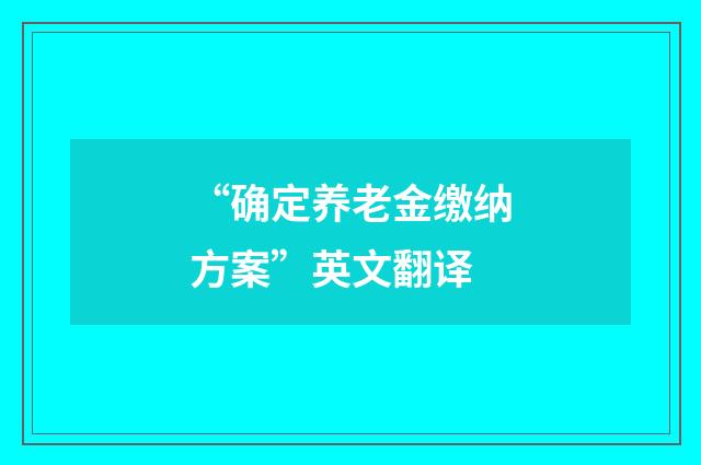“确定养老金缴纳方案”英文翻译