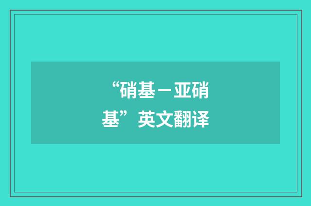 “硝基－亚硝基”英文翻译