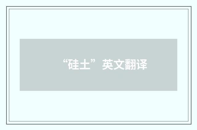 “硅土”英文翻译