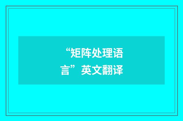 “矩阵处理语言”英文翻译