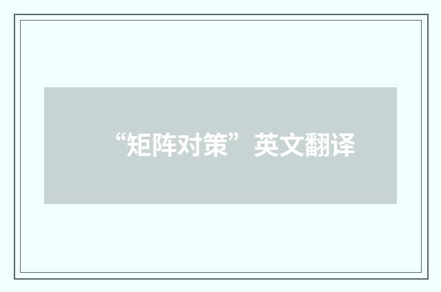 “矩阵对策”英文翻译