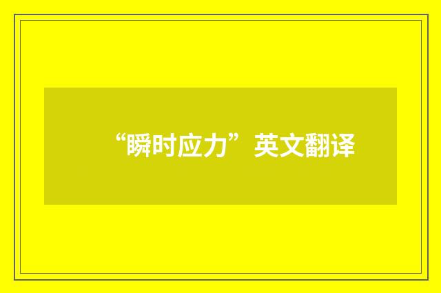 “瞬时应力”英文翻译