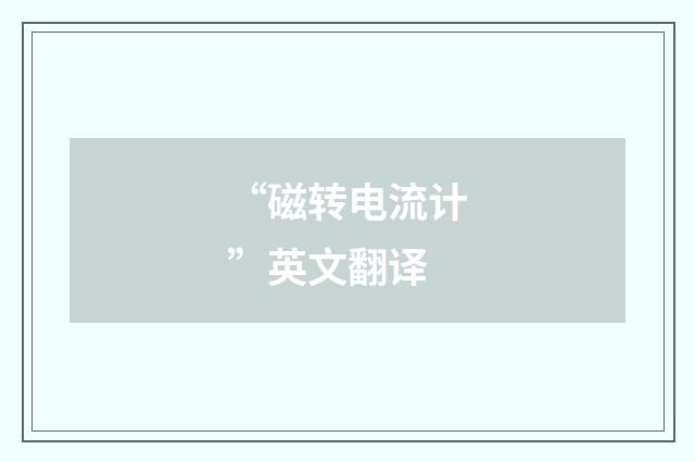 “磁转电流计”英文翻译