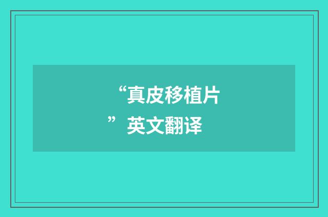 “真皮移植片”英文翻译