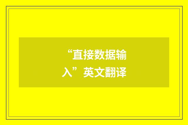 “直接数据输入”英文翻译