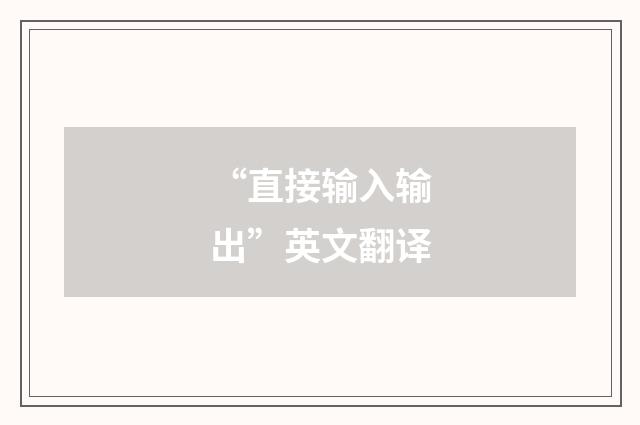 “直接输入输出”英文翻译