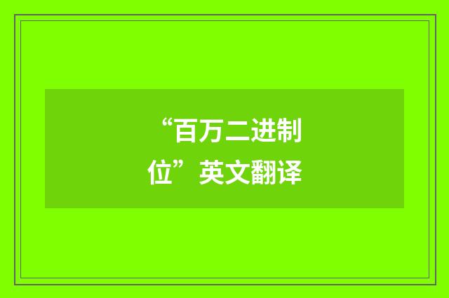 “百万二进制位”英文翻译
