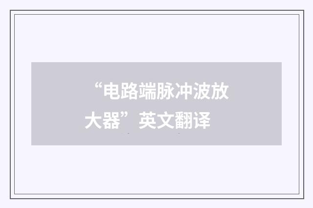 “电路端脉冲波放大器”英文翻译
