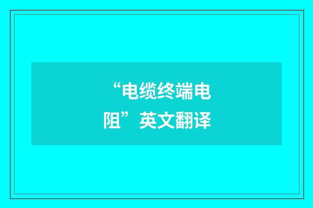 “电缆终端电阻”英文翻译