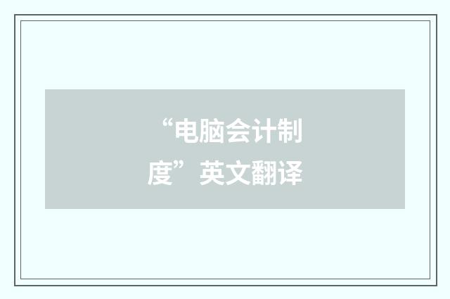 “电脑会计制度”英文翻译