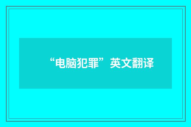 “电脑犯罪”英文翻译