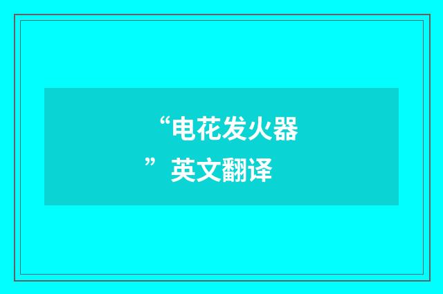 “电花发火器”英文翻译