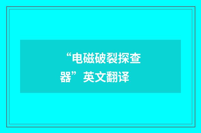 “电磁破裂探查器”英文翻译