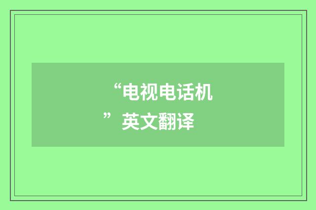 “电视电话机”英文翻译