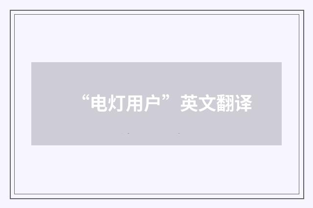 “电灯用户”英文翻译