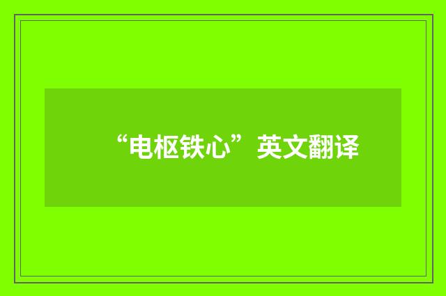“电枢铁心”英文翻译