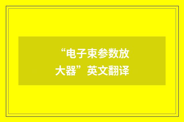 “电子束参数放大器”英文翻译
