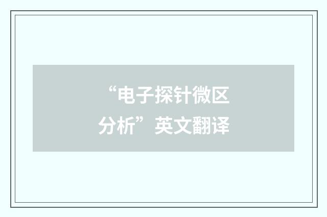 “电子探针微区分析”英文翻译