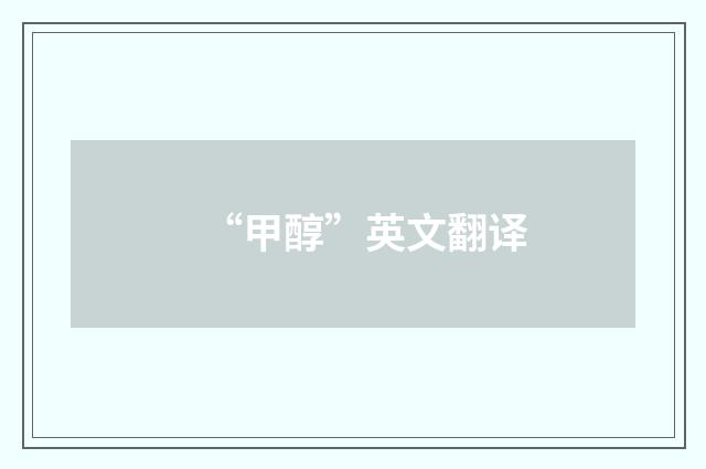 “甲醇”英文翻译