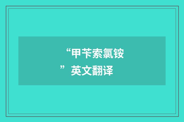 “甲苄索氯铵”英文翻译