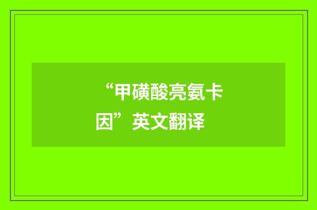“甲磺酸亮氨卡因”英文翻译